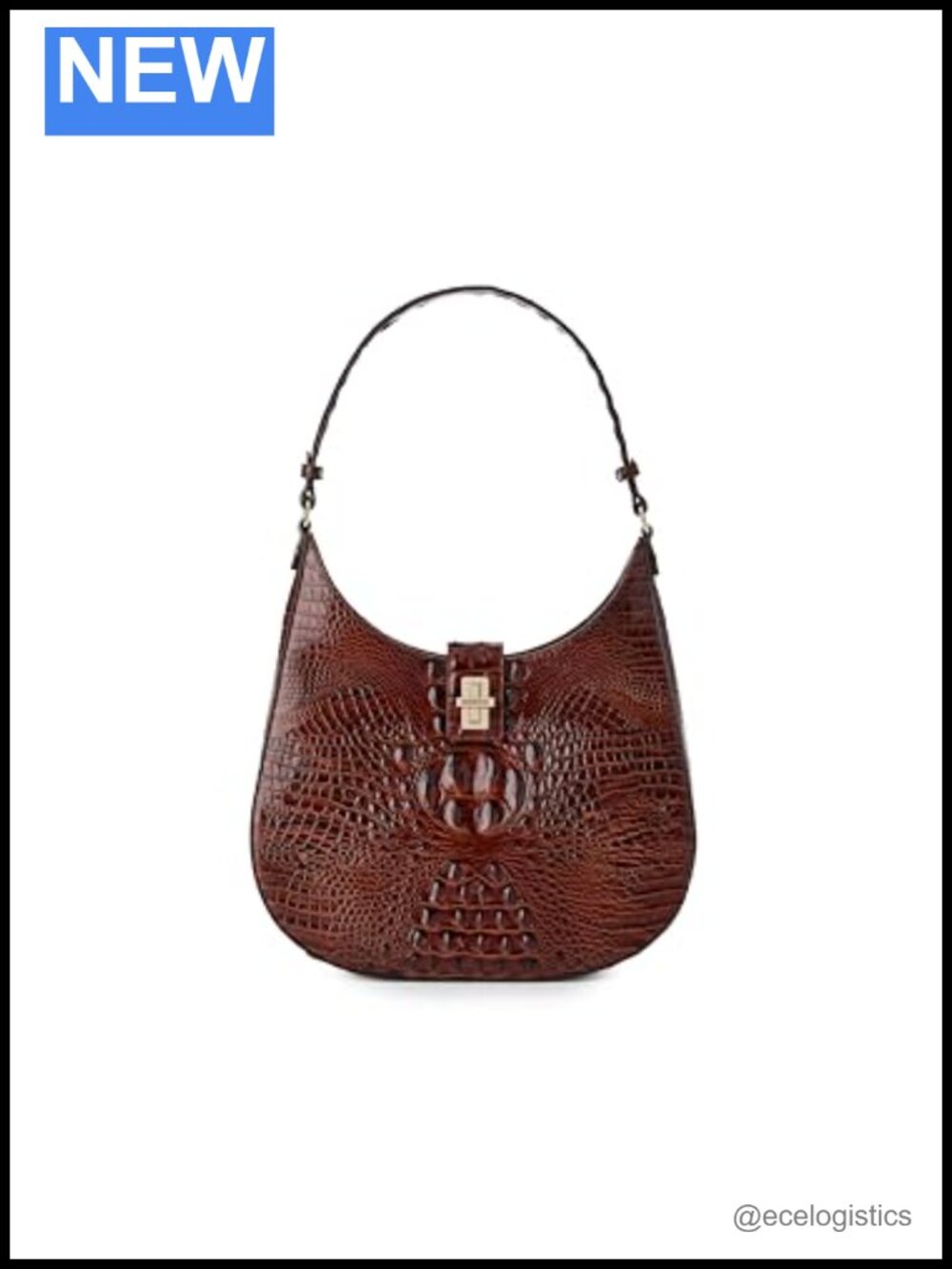 Leather Hobo Shoulder Bag Turn Lock Closure